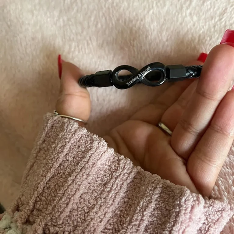 The Infinity Cord Bracelet — On-wrist view