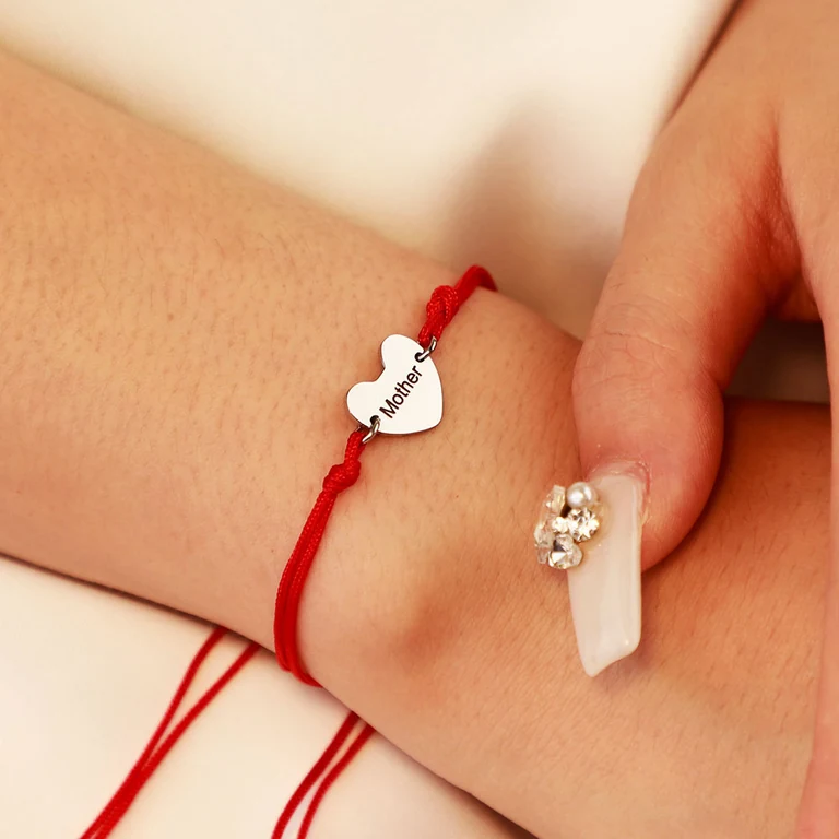 The Heart Cord Bracelet — On-wrist view