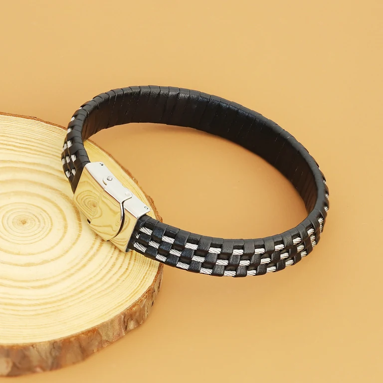 The Wide Link Bracelet — Woven band and clasp — side view