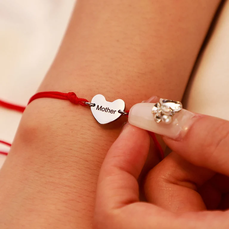 The Heart Cord Bracelet — On-wrist view