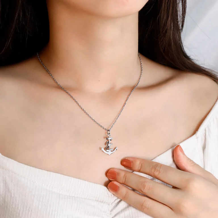 The Anchor Necklace — Worn view