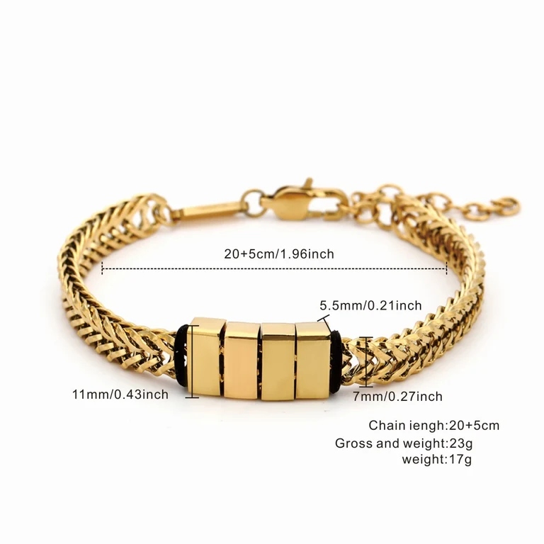 The Engraved Chain Bracelet — Illustrated measurements — fit not yet confirmed