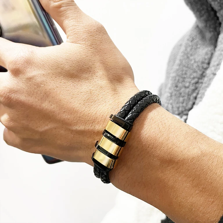 The Braided Name Bracelet — On-wrist view