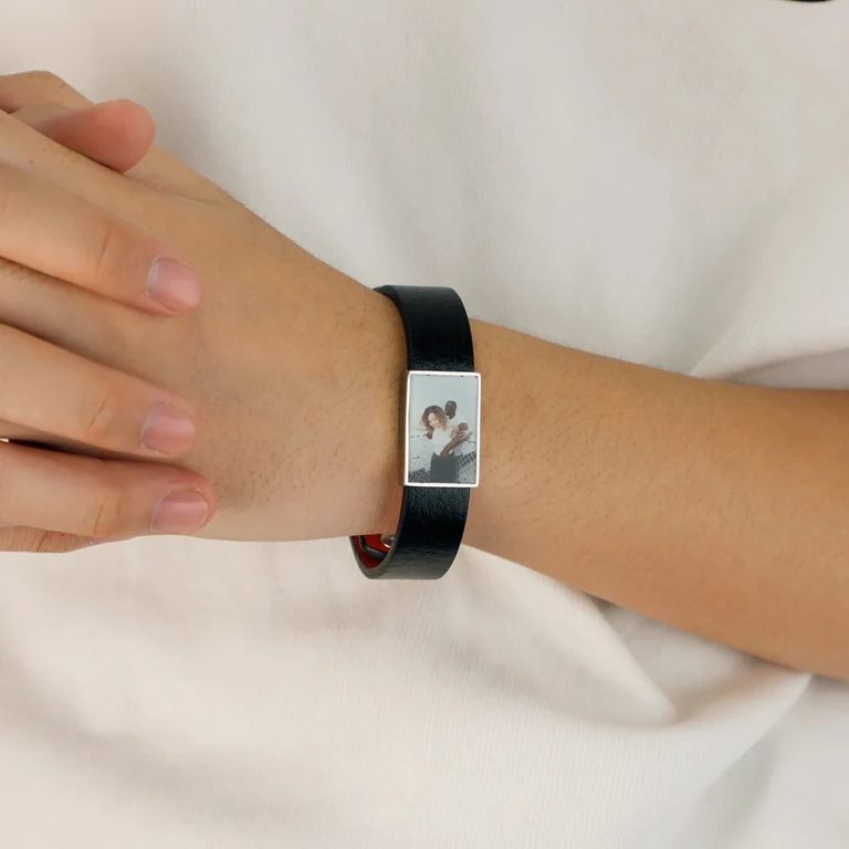 The Portrait Cord Bracelet — On-wrist view
