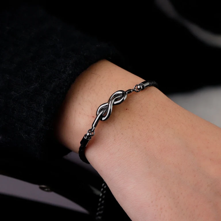 The Engraved Cord Bracelet — On-wrist view