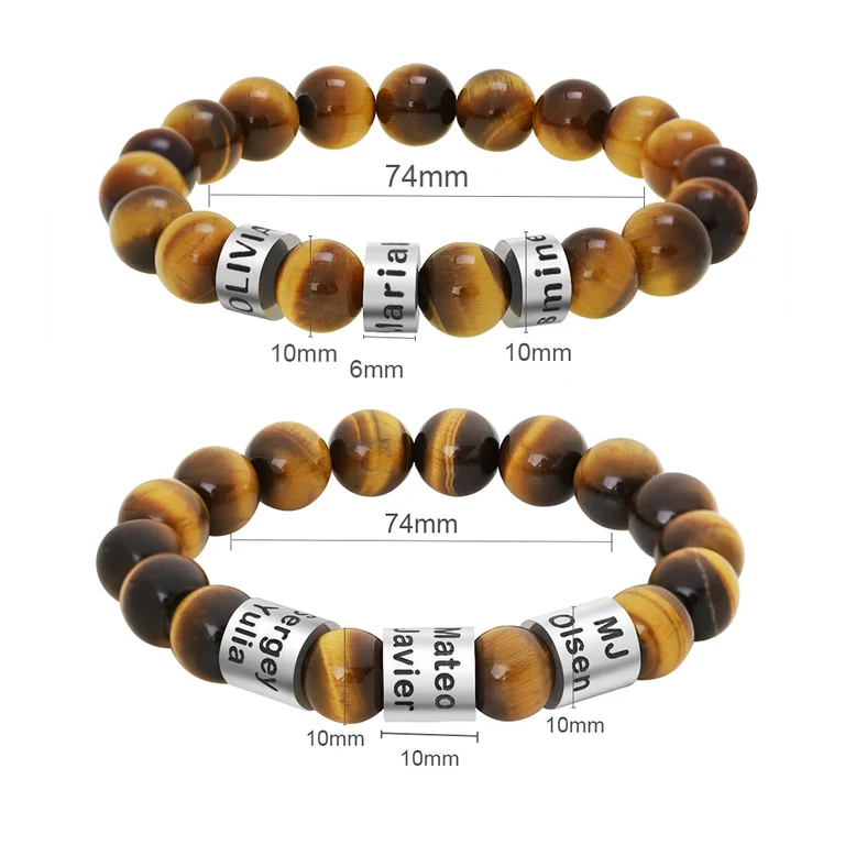 The Three-Name Bead Bracelet — Illustrated measurements — fit not yet confirmed