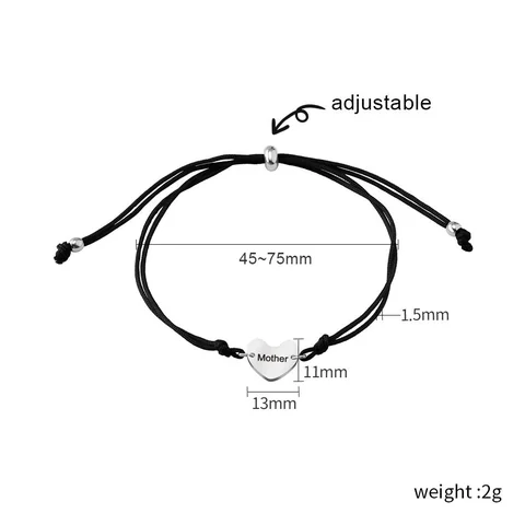 The Heart Cord Bracelet — example personalization