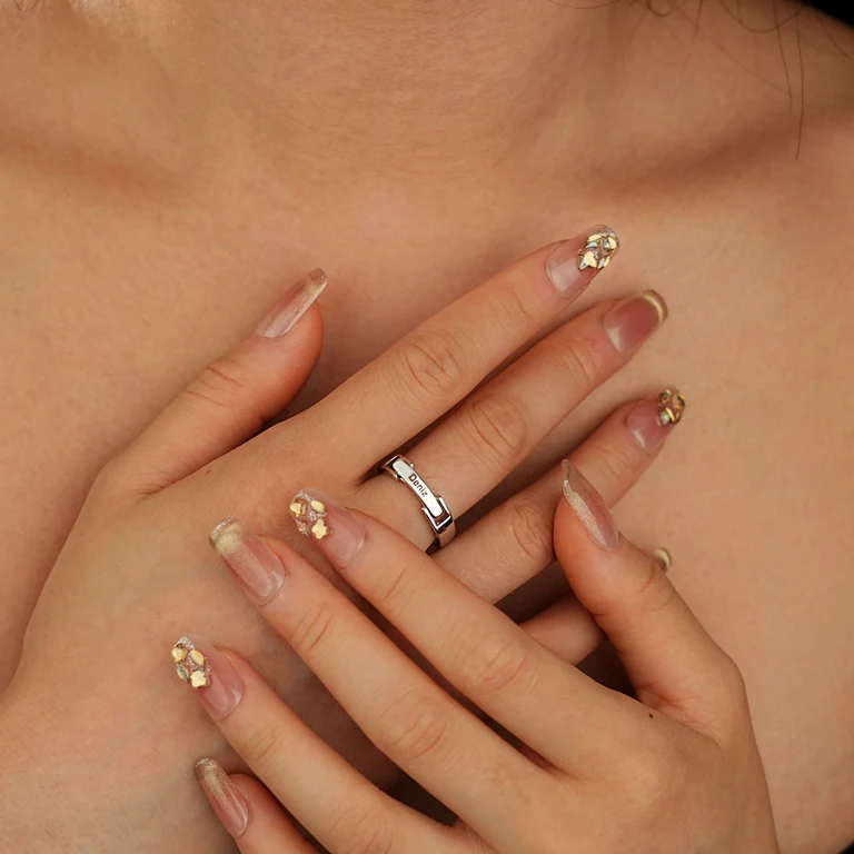 The Name Ring — Worn view