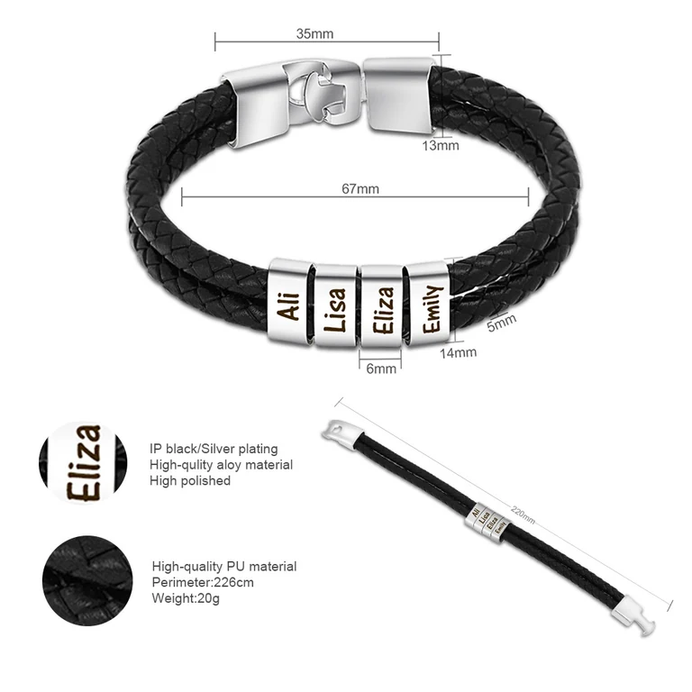 The Braided Name Bead Bracelet — Illustrated measurements — fit not yet confirmed