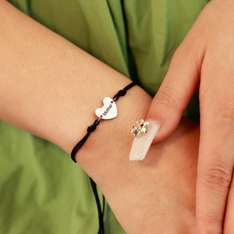 The Heart Cord Bracelet — On-wrist view