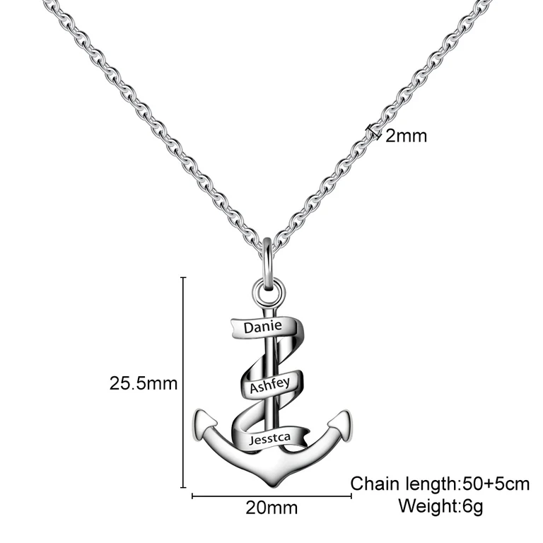 The Anchor Necklace — Illustrated measurements — fit not yet confirmed