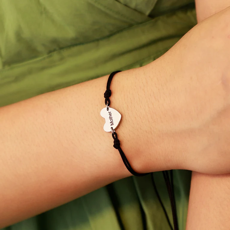 The Heart Cord Bracelet — On-wrist view