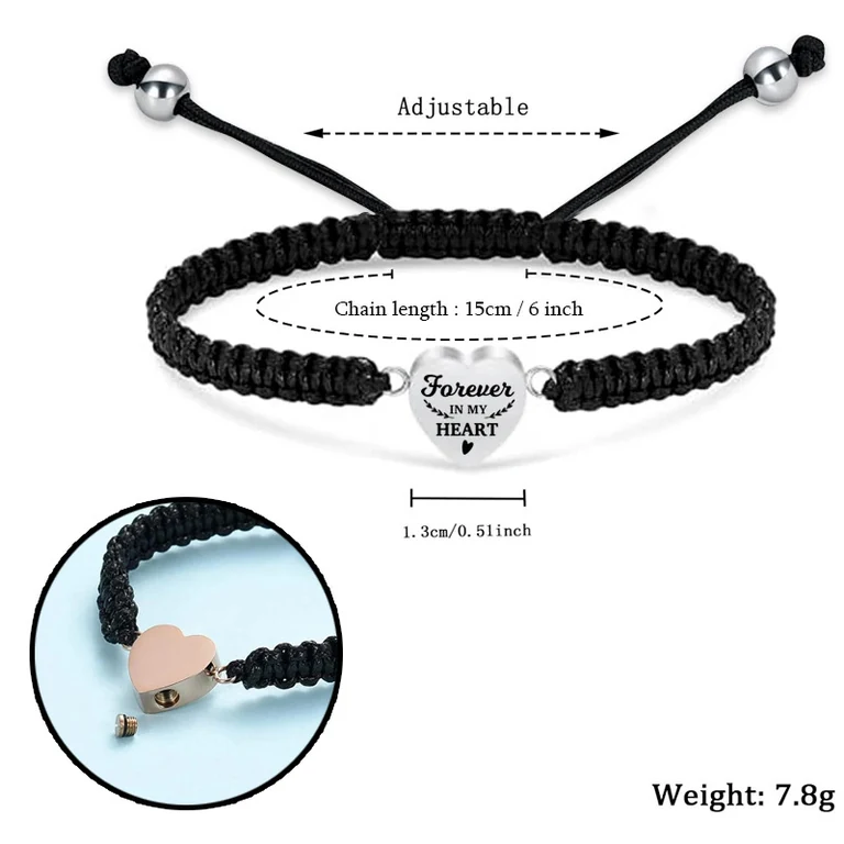 The Heart Keepsake Bracelet — Illustrated measurements — fit not yet confirmed