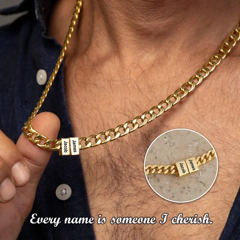 The Cuban Name Necklace — Worn view